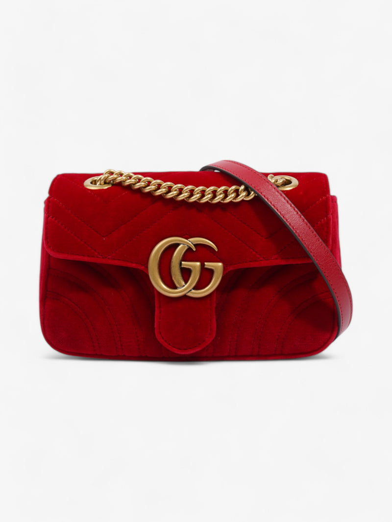  Gucci Marmont Flap Red Velvet Mini