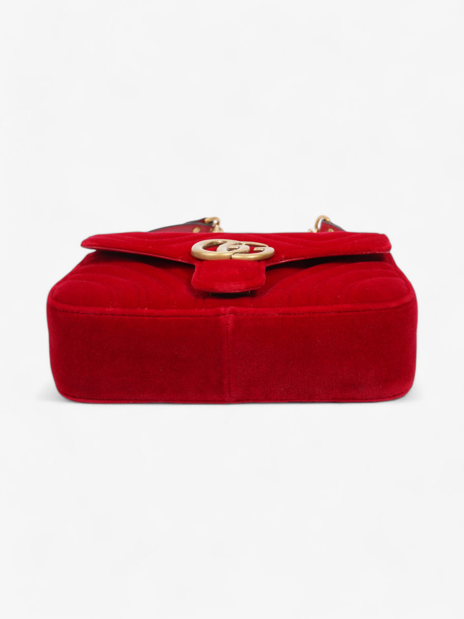 Gucci Marmont Flap Red Velvet Mini Image 6