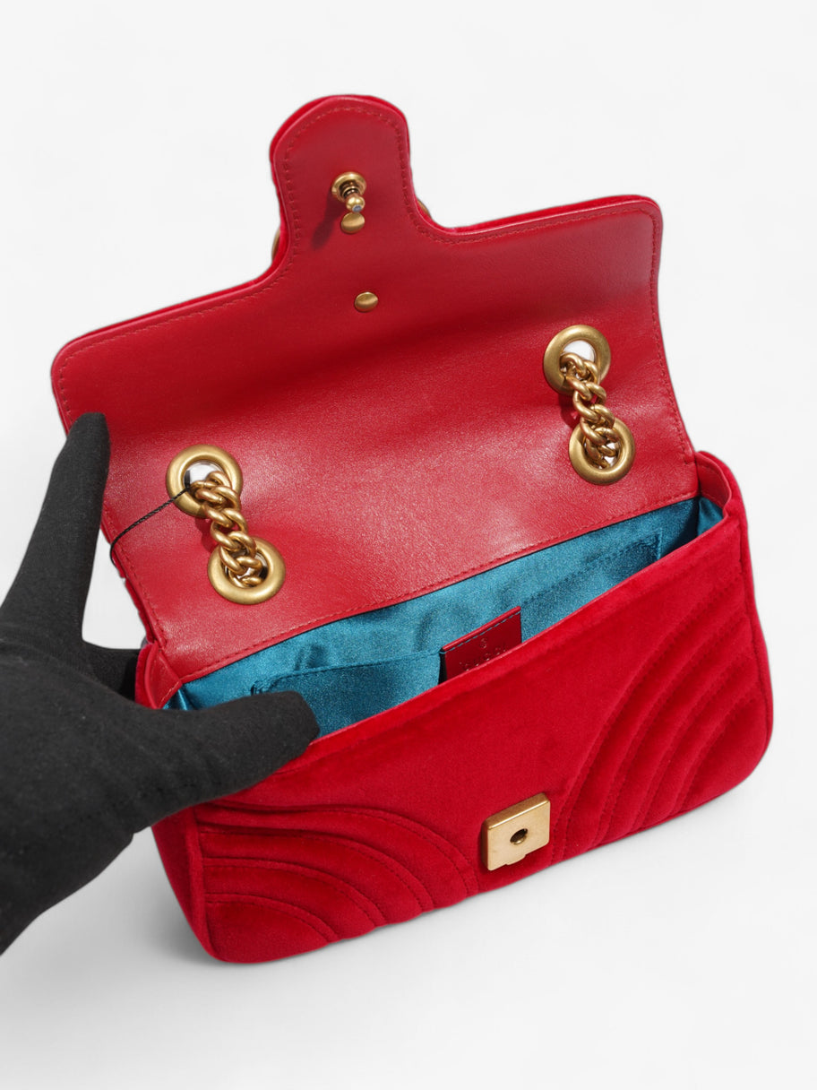 Gucci Marmont Flap Red Velvet Mini Image 7