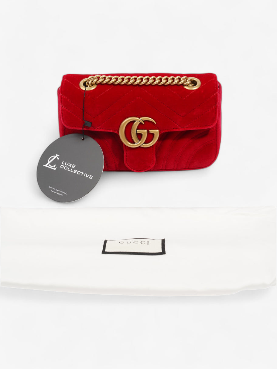 Gucci Marmont Flap Red Velvet Mini Image 9