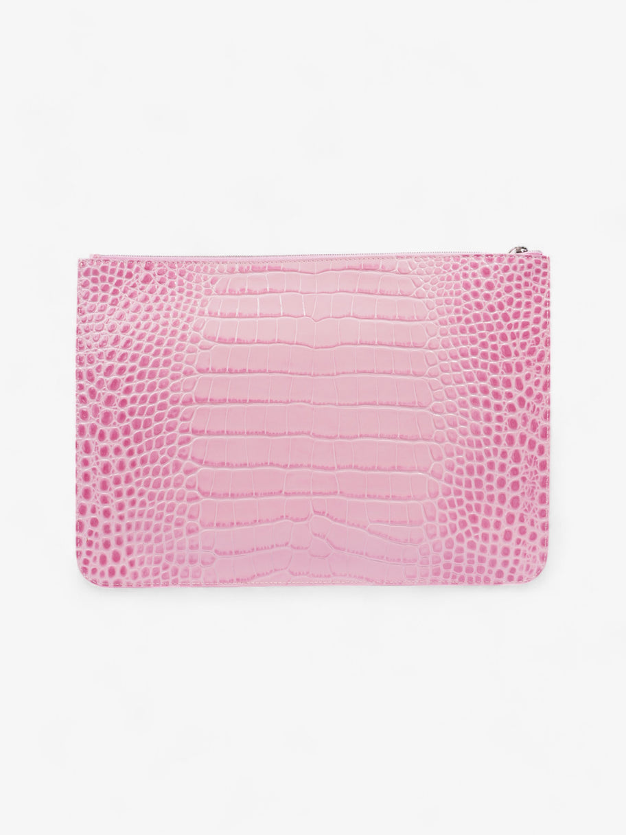 Balenciaga Ville Logo Pouch Pink / Black Embossed Leather Image 3