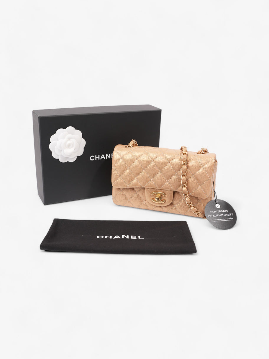 Chanel Rectangular Flap Gold Caviar Leather Mini Image 10