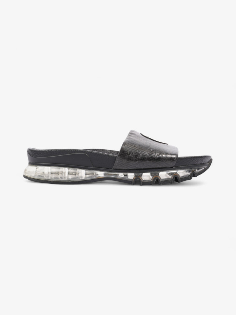 Fendi Roma Logo Clear Sole Slides Black Rubber EU 43 UK 9 Image 1