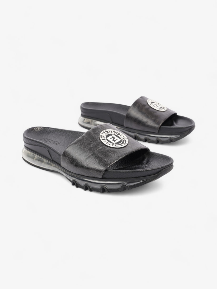 Fendi Roma Logo Clear Sole Slides Black Rubber EU 43 UK 9 Image 2