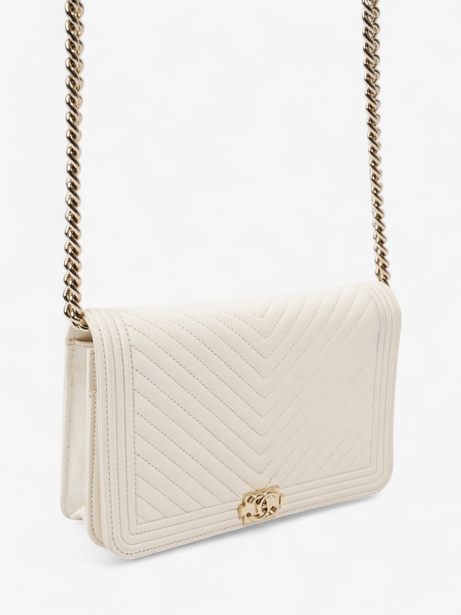 Chanel Boy Wallet on Chain White Caviar Leather Image 7