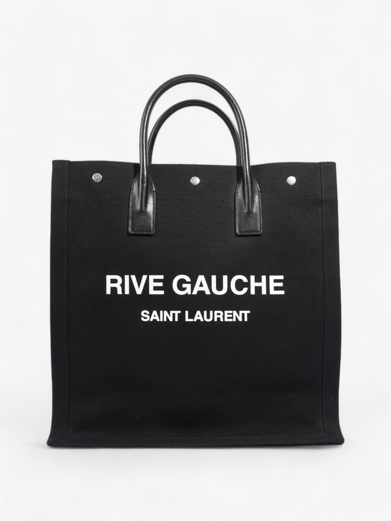  Saint Laurent Rive Gauche Tote Bag Black / White Canvas