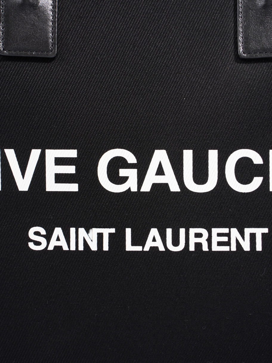 Saint Laurent Rive Gauche Tote Bag Black / White Canvas Image 3