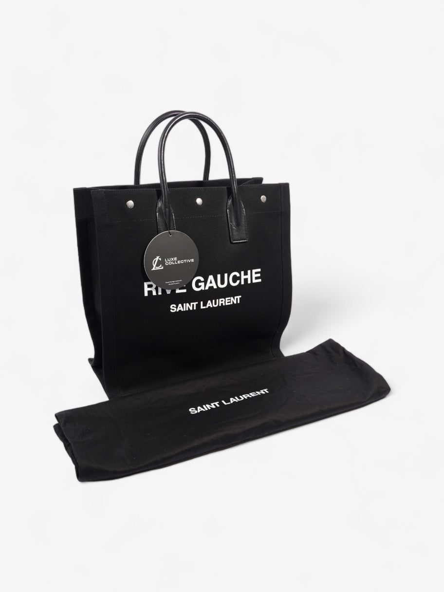 Saint Laurent Rive Gauche Tote Bag Black / White Canvas Image 9