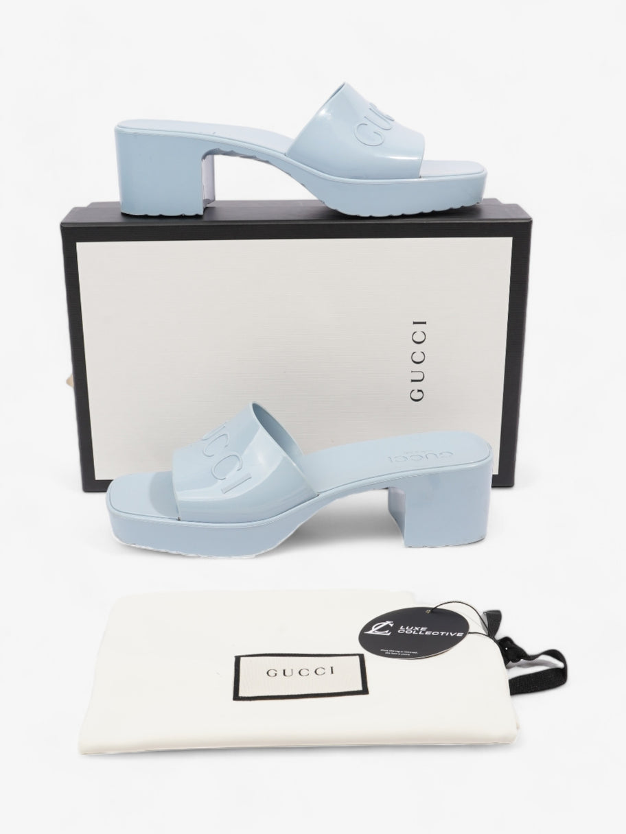 Gucci Rubber Logo Sandals 60 Light Blue Rubber EU 39 UK 6 Image 10