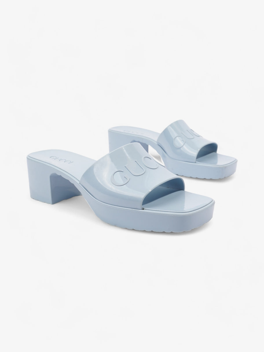 Gucci Rubber Logo Sandals 60 Light Blue Rubber EU 39 UK 6 Image 2