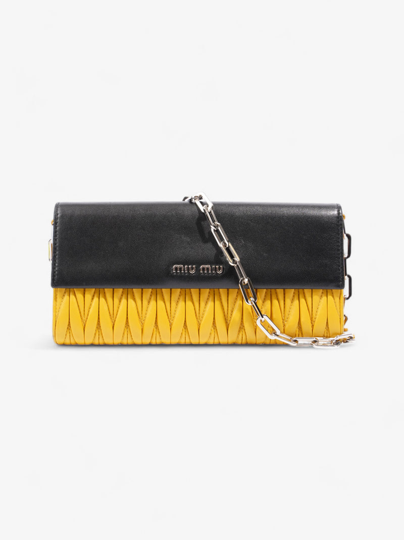  Miu Miu Wallet On Chain Black / Yellow Matelasse Leather