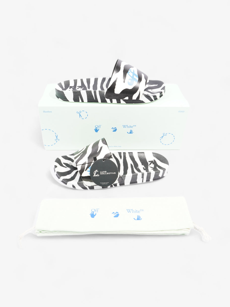 Printed Pool Slides Zebra Print / Blue Rubber EU 40 UK 7 Image 10