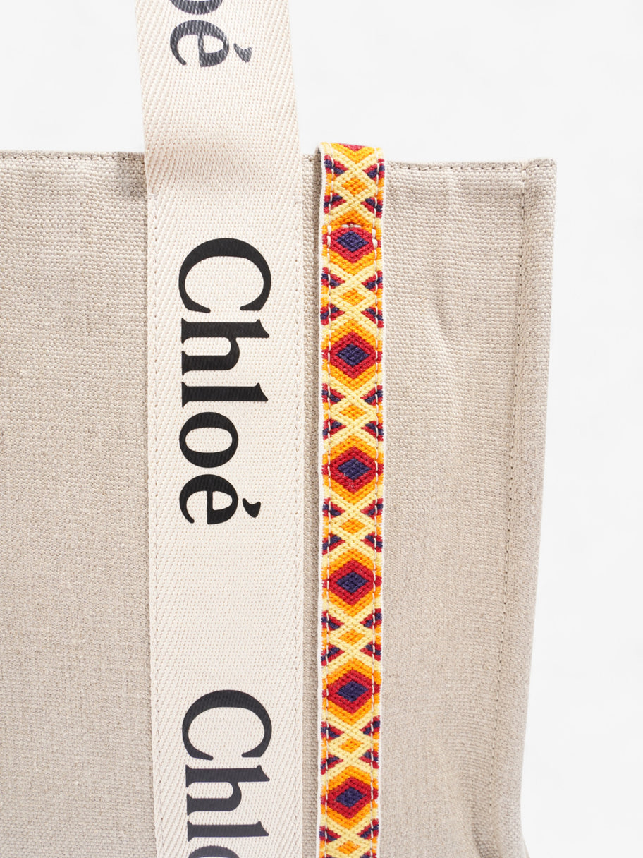 Chloe Woody Tote Sepia Brown / Beige / Multicoloured Cotton Medium Image 7