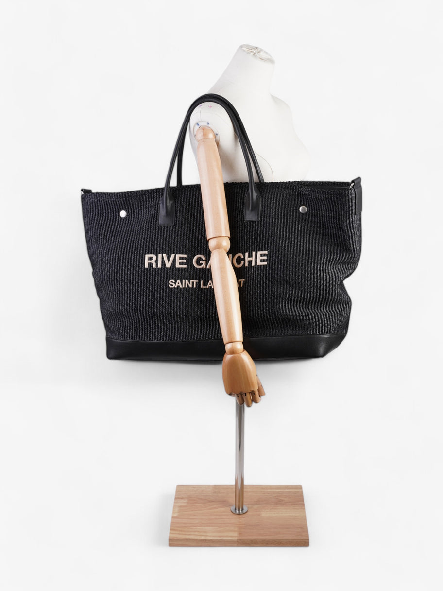 Saint Laurent Rive Gauche Tote Bag Black Raffia Large Image 2