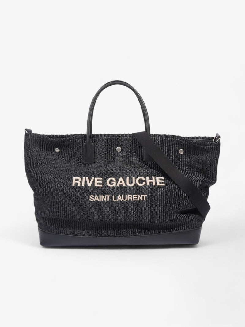  Saint Laurent Rive Gauche Tote Bag Black Raffia Large