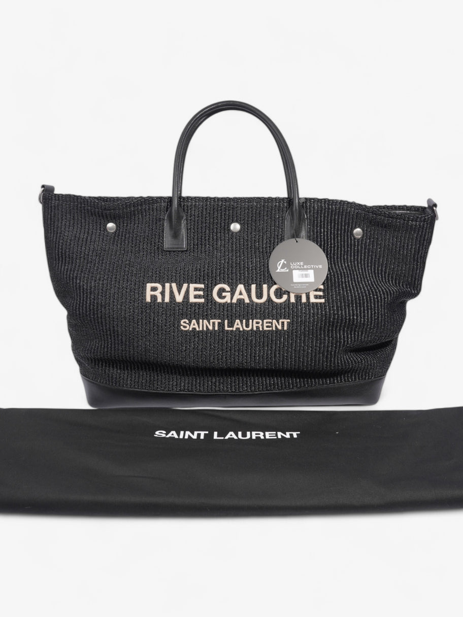 Saint Laurent Rive Gauche Tote Bag Black Raffia Large Image 8