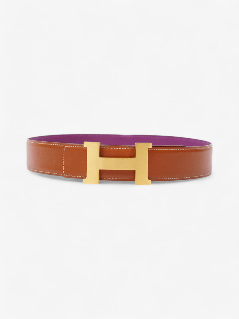  Hermes H Belt Buckle & Reversible Strap Gold / Anemone Calfskin Leather 85cm