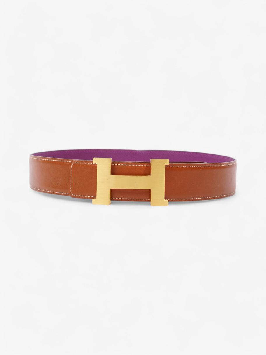 Hermes H Belt Buckle & Reversible Strap Gold / Anemone Calfskin Leather 85cm Image 1