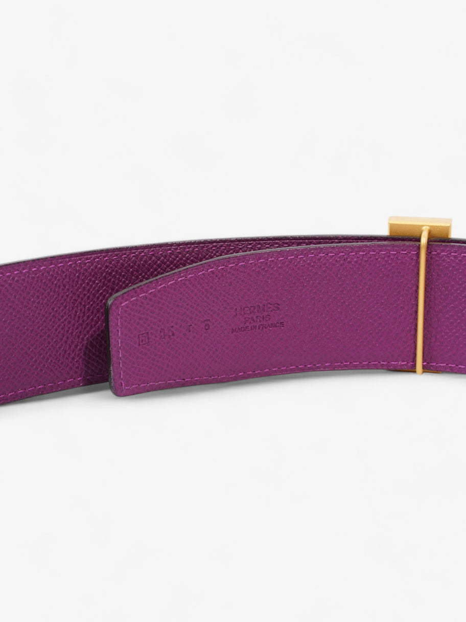 Hermes H Belt Buckle & Reversible Strap Gold / Anemone Calfskin Leather 85cm Image 6