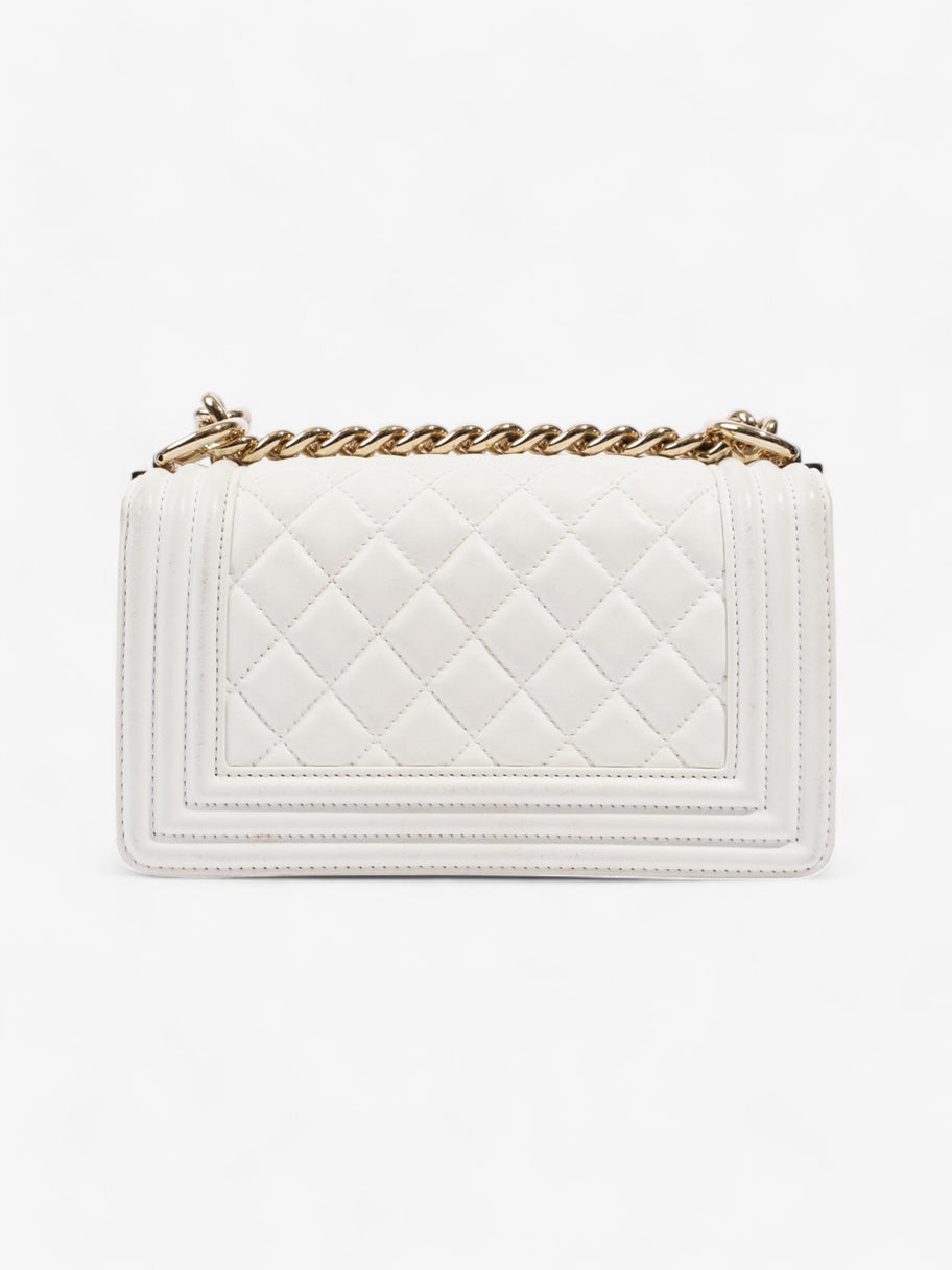 Chanel Boy Bag White Lambskin Leather Small Image 4