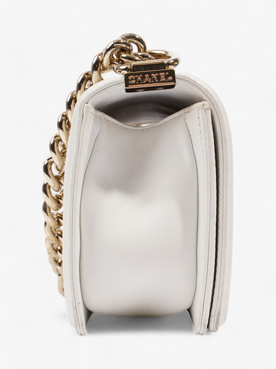 Chanel Boy Bag White Lambskin Leather Small Image 5