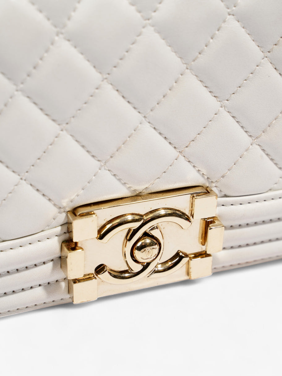 Chanel Boy Bag White Lambskin Leather Small Image 9