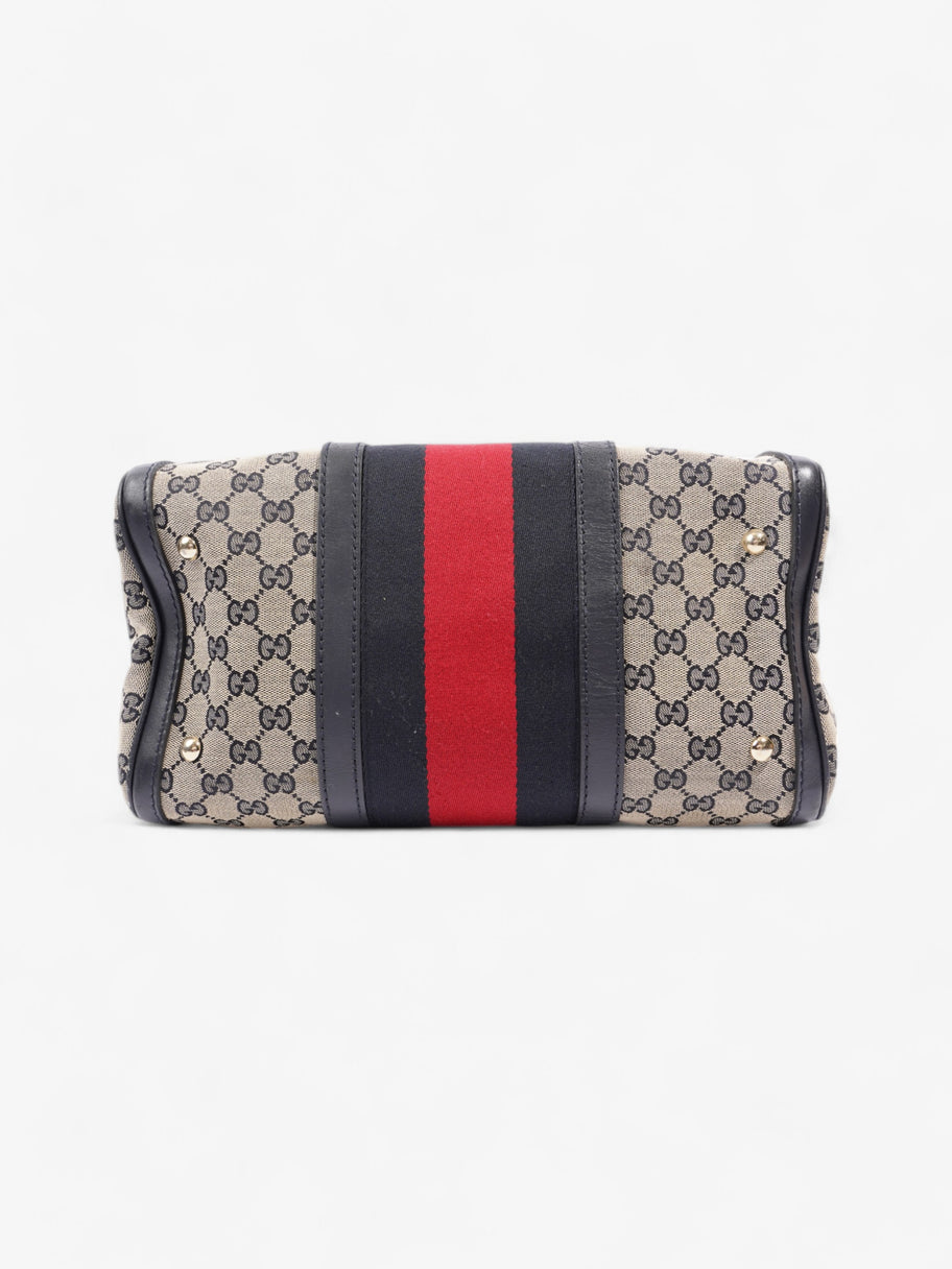 Gucci Boston Bag GG Supreme / Navy Blue / Red Canvas Medium Image 5