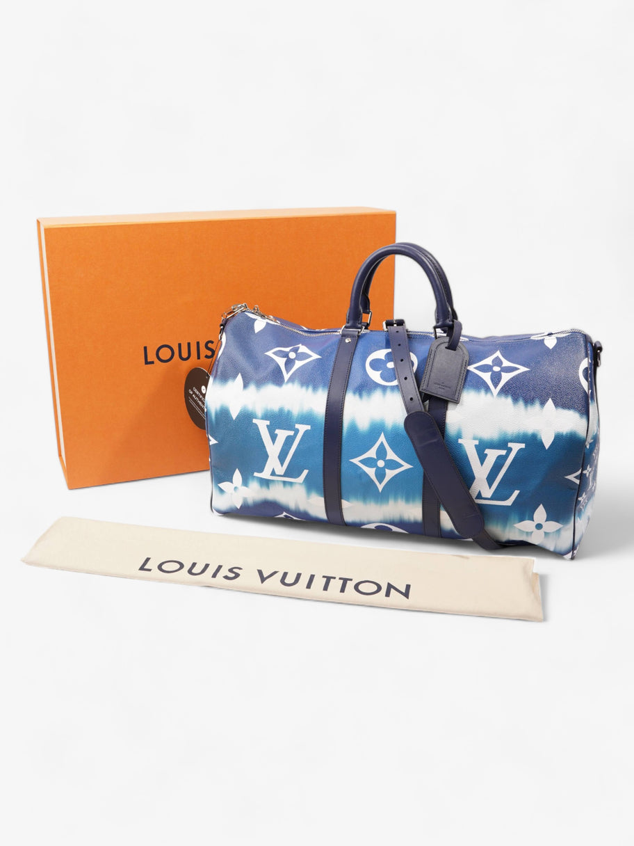 Louis Vuitton Keepall Bandouliere Escale 50 Blue and White Monogram Coated Canvas Image 14