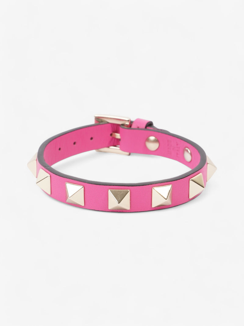  Valentino Rockstud Bracelet Hot Pink / Light Gold Leather