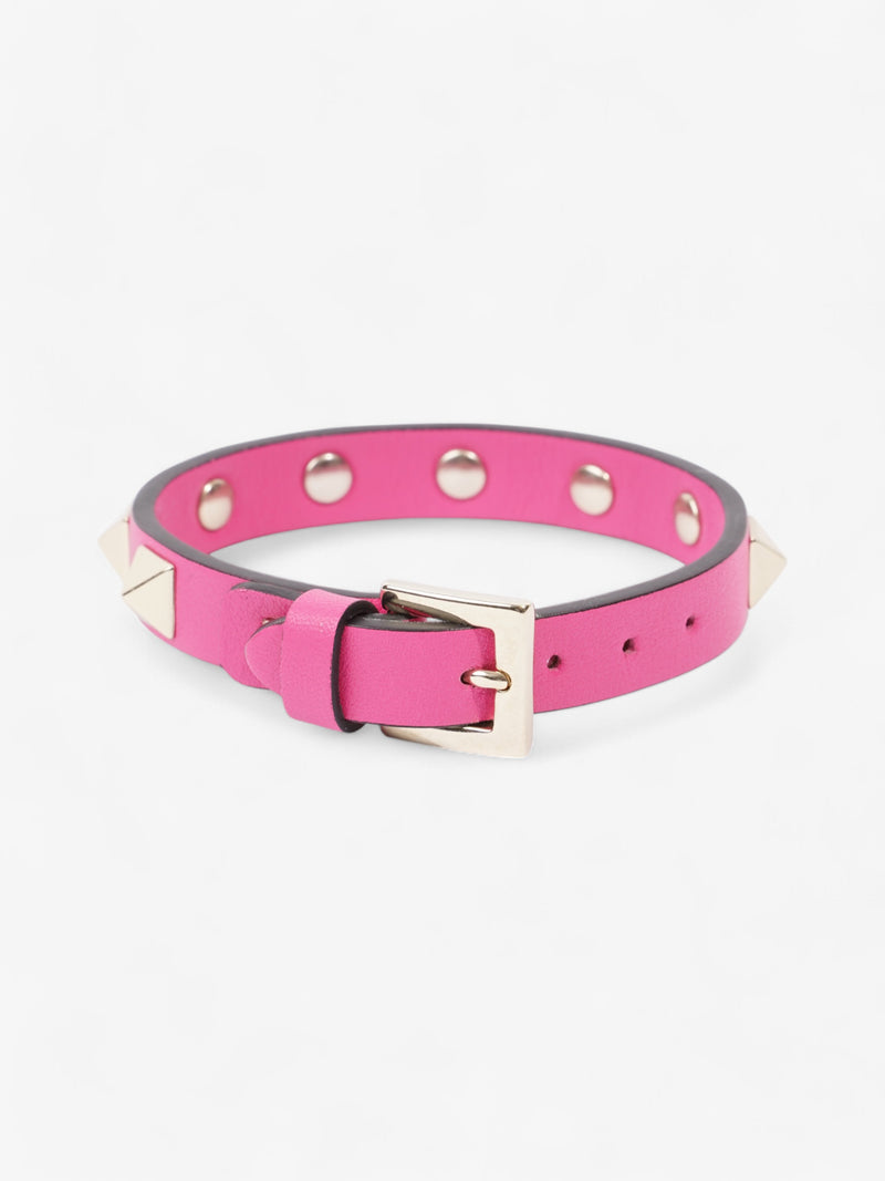  Valentino Rockstud Bracelet Hot Pink / Light Gold Leather