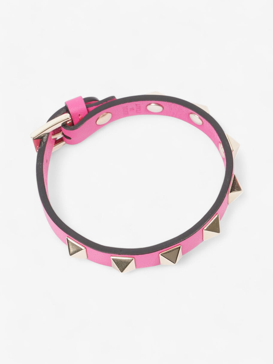 Valentino Rockstud Bracelet Hot Pink / Light Gold Leather Image 4