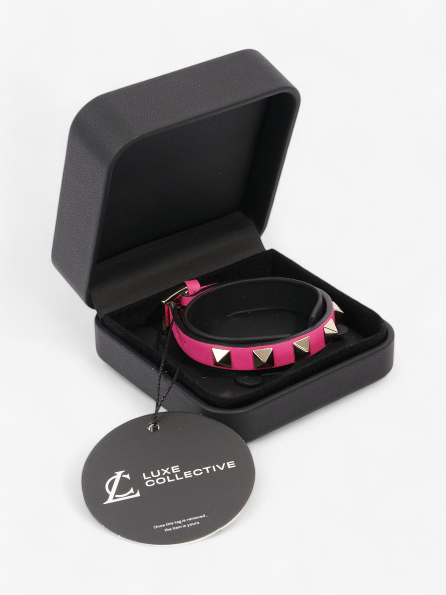 Valentino Rockstud Bracelet Hot Pink / Light Gold Leather Image 5