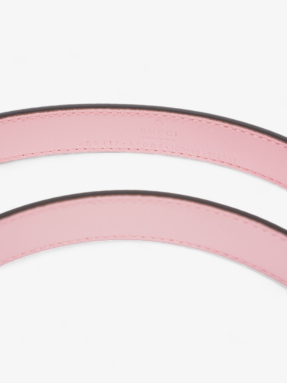 Gucci GG Marmont Thin Belt Pink / Silver Leather 100cm/ 95