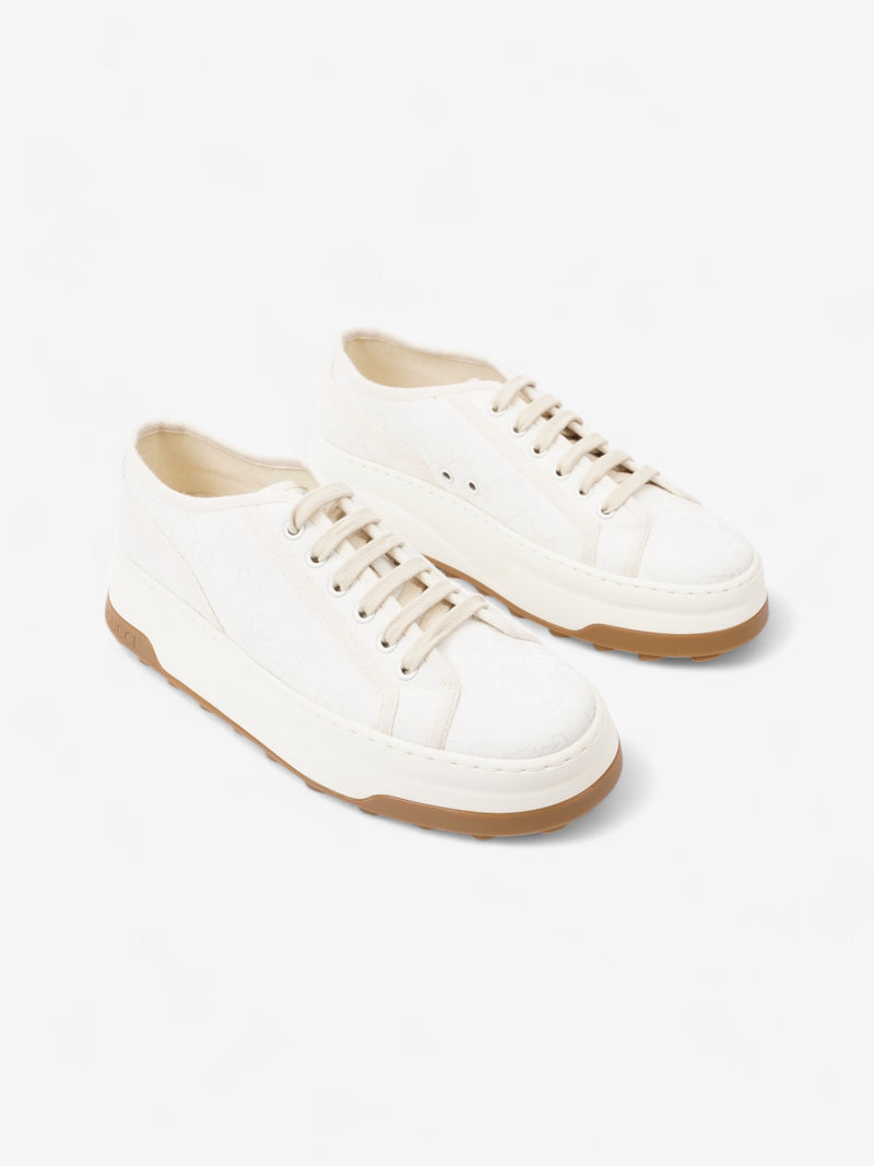  Gucci GG Tennis 1977 Platform Sneakers White  / Cream Canvas EU 41 UK 7