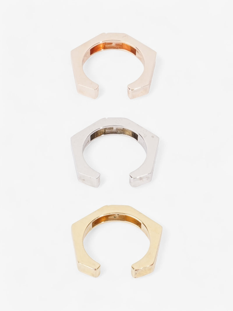  Fendi 3 Stack FF Rings Gold / Bronze / Silver Base Metal Medium (Circumference - 55mm)