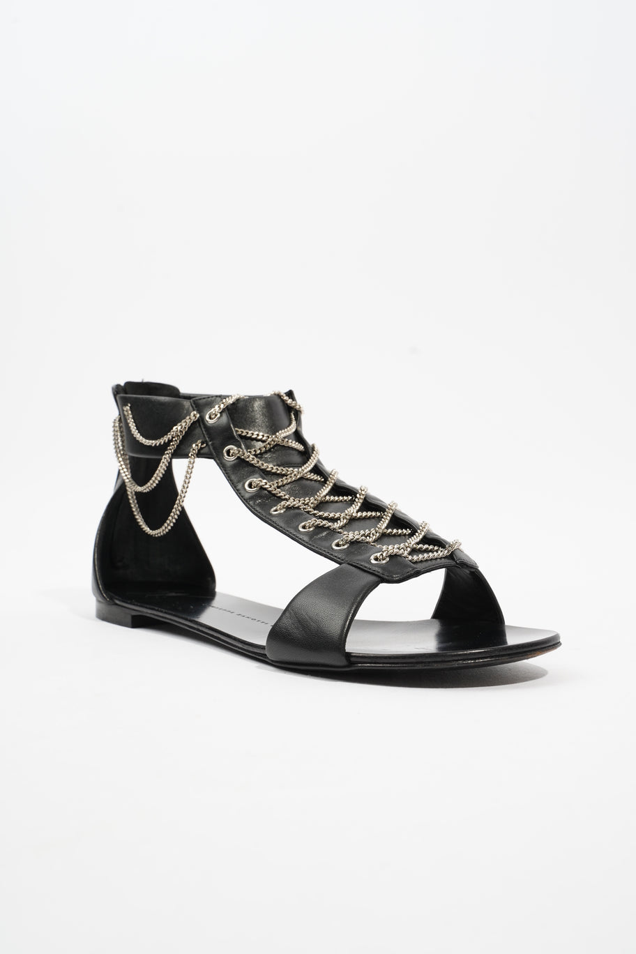 Giuseppe Zanotti Roll Chain Sandal Black Leather EU 38 UK 5 Image 9