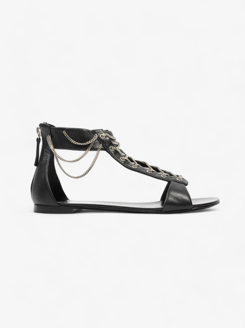  Roll Chain Sandal Black Leather EU 38 UK 5