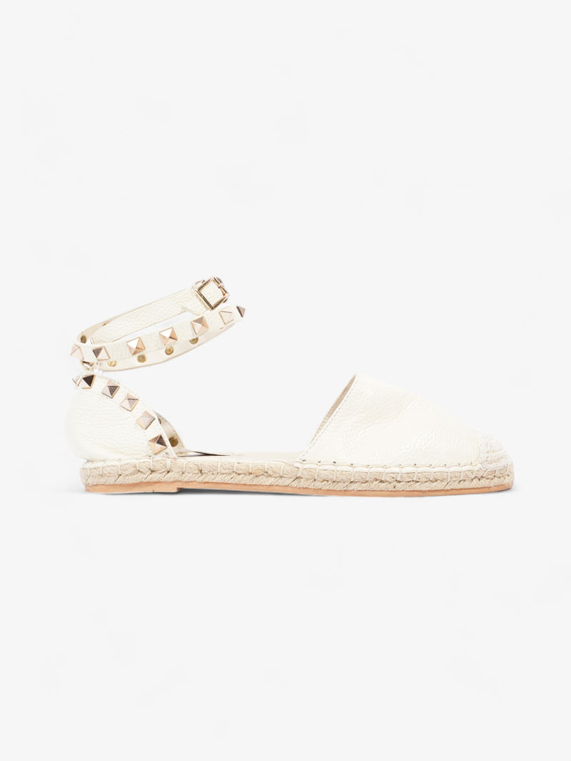  Rockstud Espadrille Cream Leather EU 38 UK 5