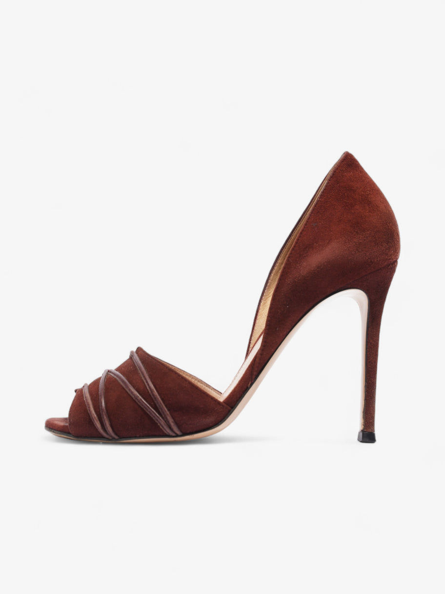 Gianvito Rossi Open Toe Heels 100 Burgundy Suede EU 37.5 UK 4.5 Image 5