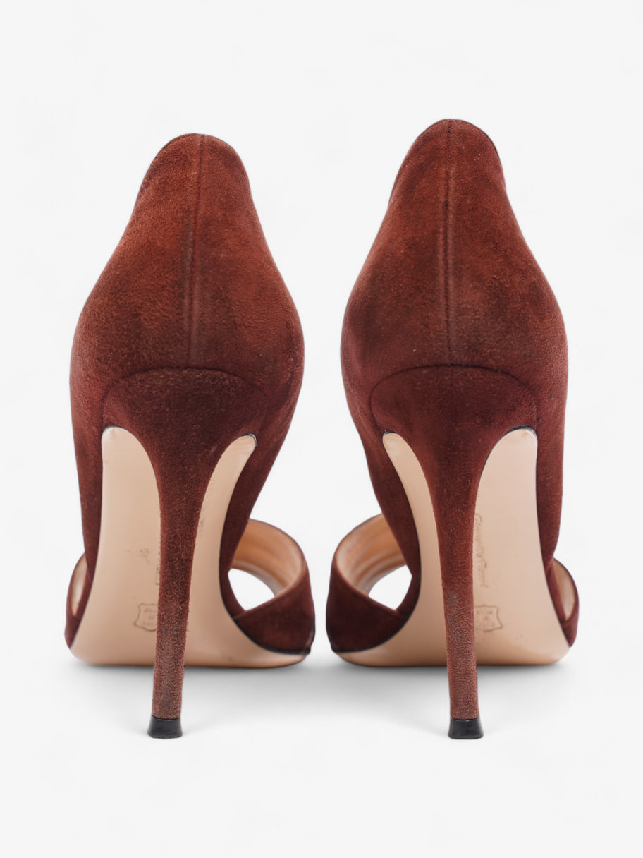 Gianvito Rossi Open Toe Heels 100 Burgundy Suede EU 37.5 UK 4.5 Image 6