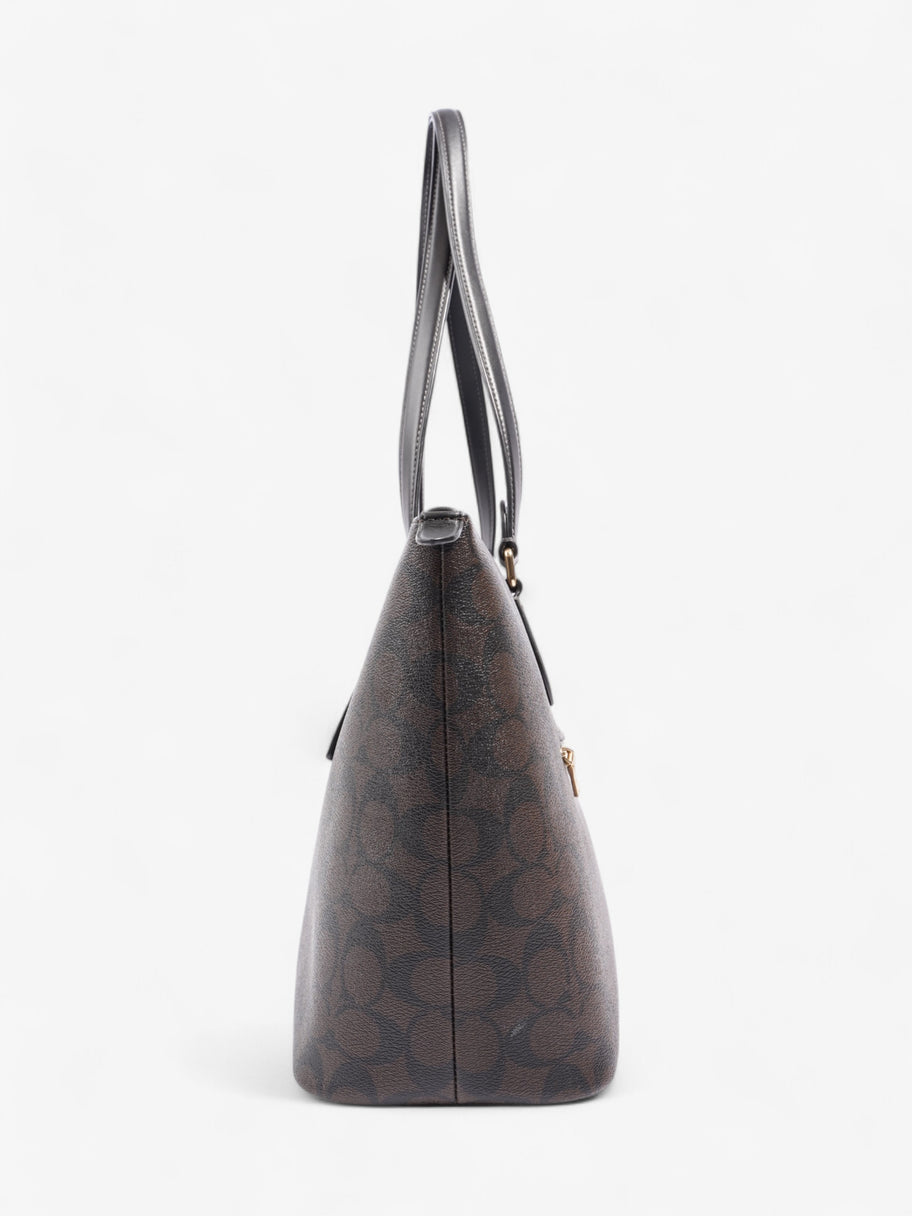 Coach Signature Tote Brown Leather Image 3