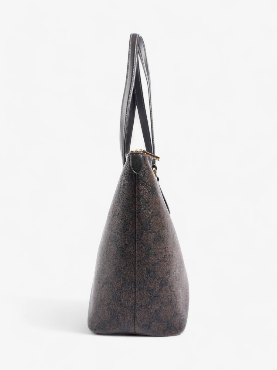 Coach Signature Tote Brown Leather Image 5