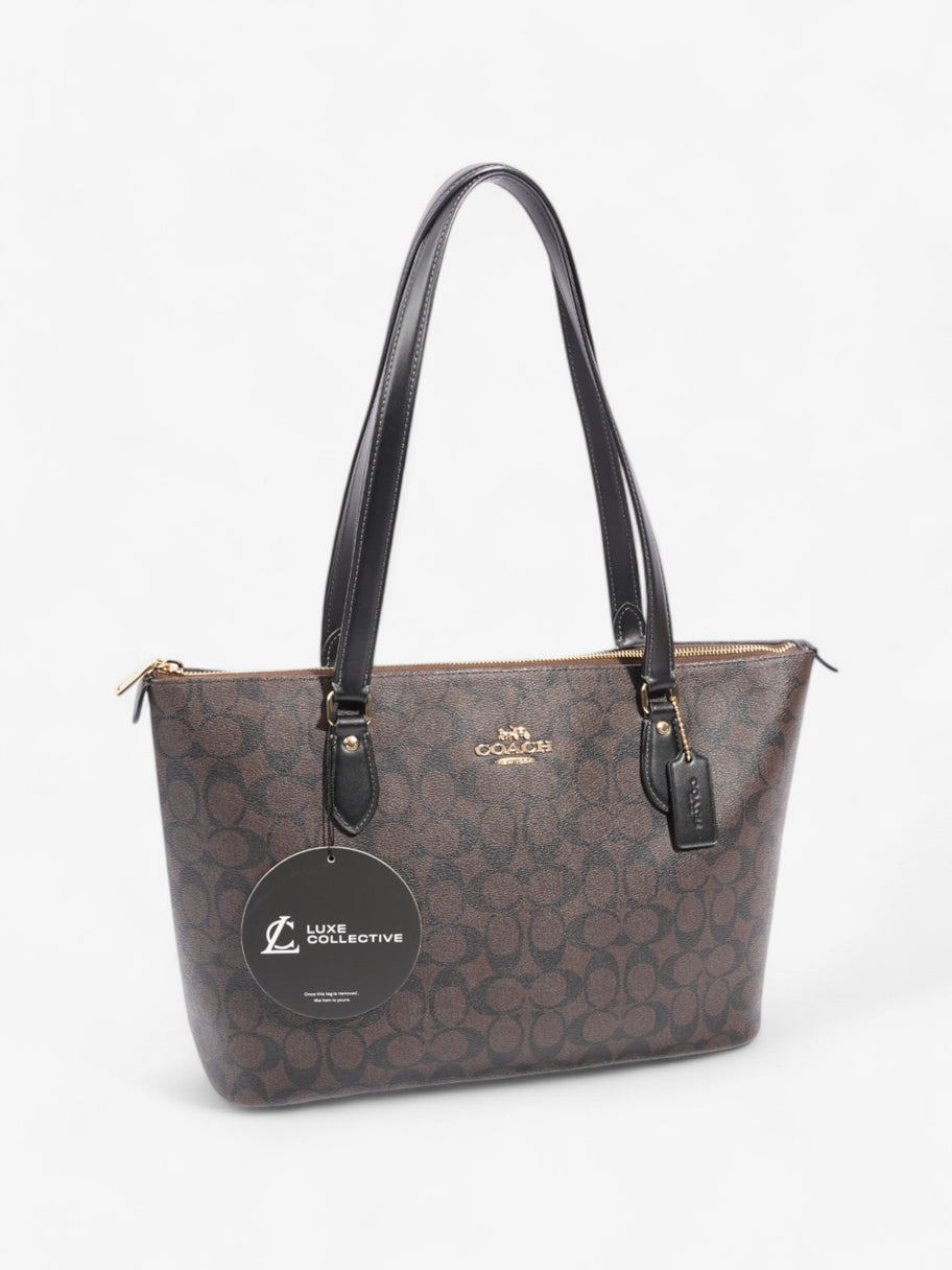 Coach Signature Tote Brown Leather Image 10