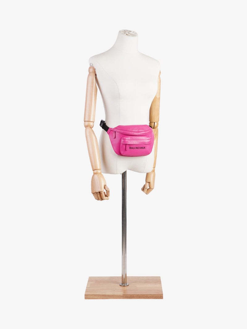  Balenciaga Everyday Waist Bag Neon Pink / Black Leather