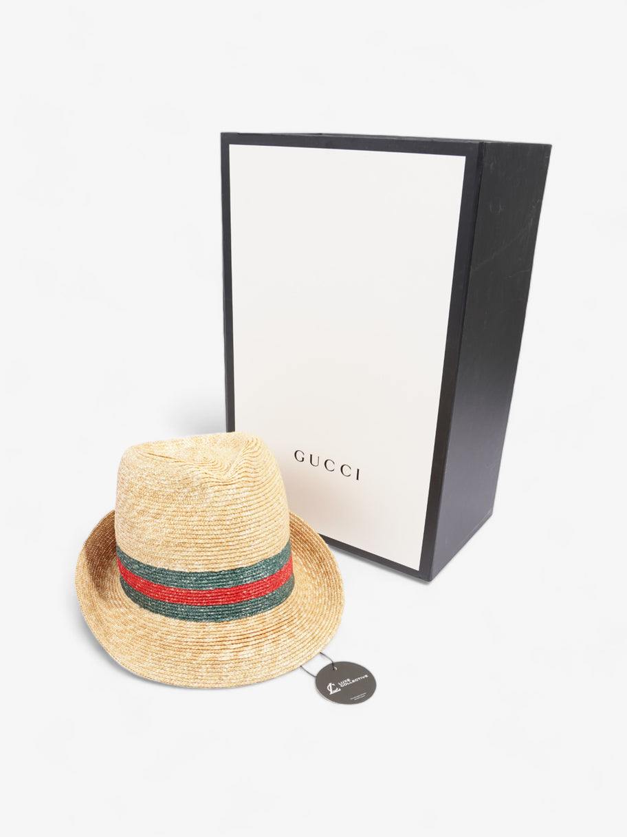 Gucci Fedora Hat Red / Green Straw Large Image 7