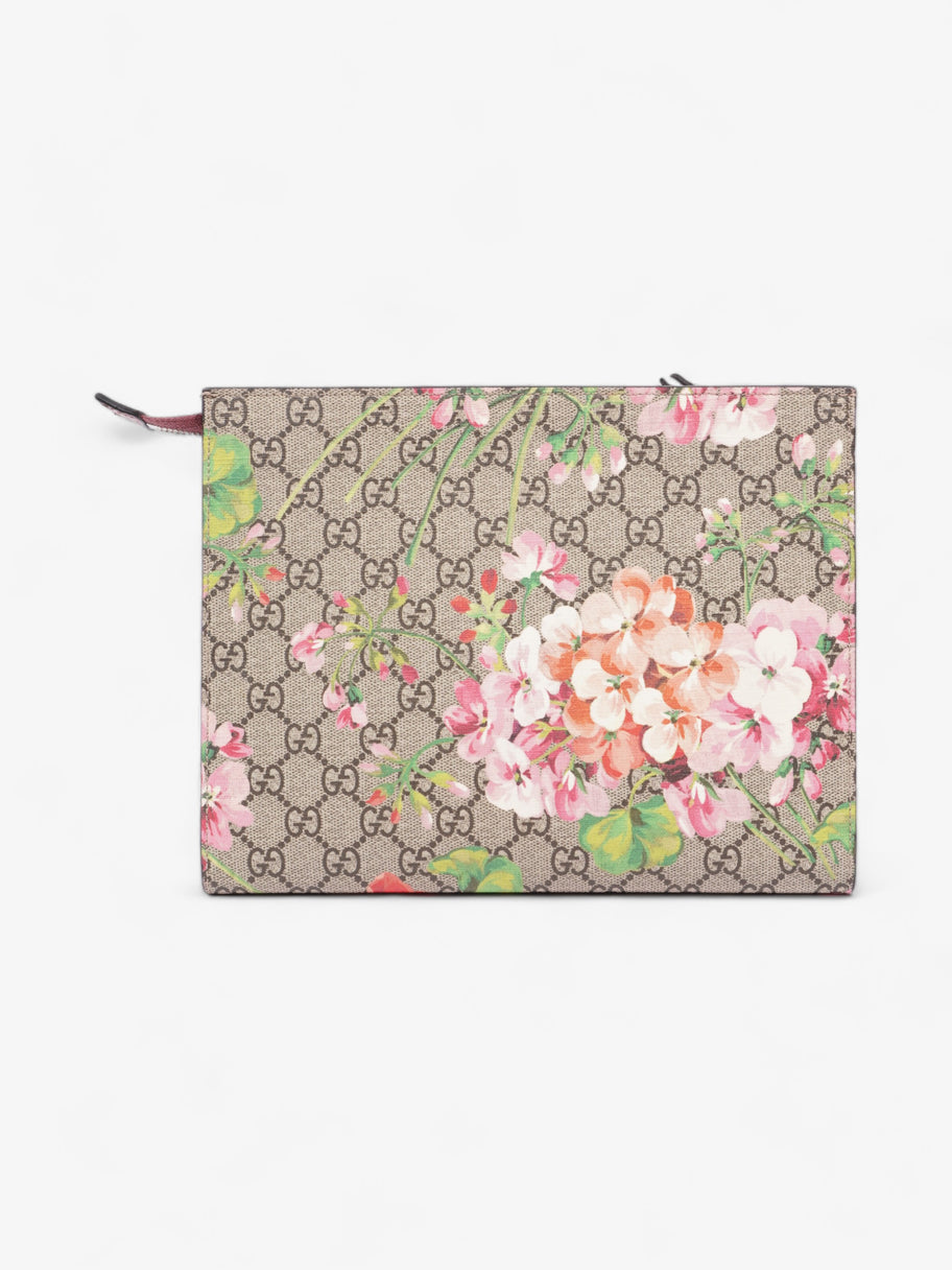 GG Blooms Cosmetic Pouch Beige And Ebony GG Supreme / Pink Coated Canvas Large Image 4