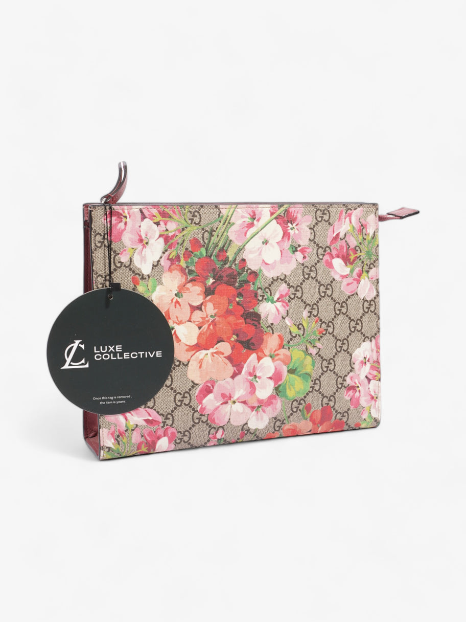 GG Blooms Cosmetic Pouch Beige And Ebony GG Supreme / Pink Coated Canvas Large Image 8