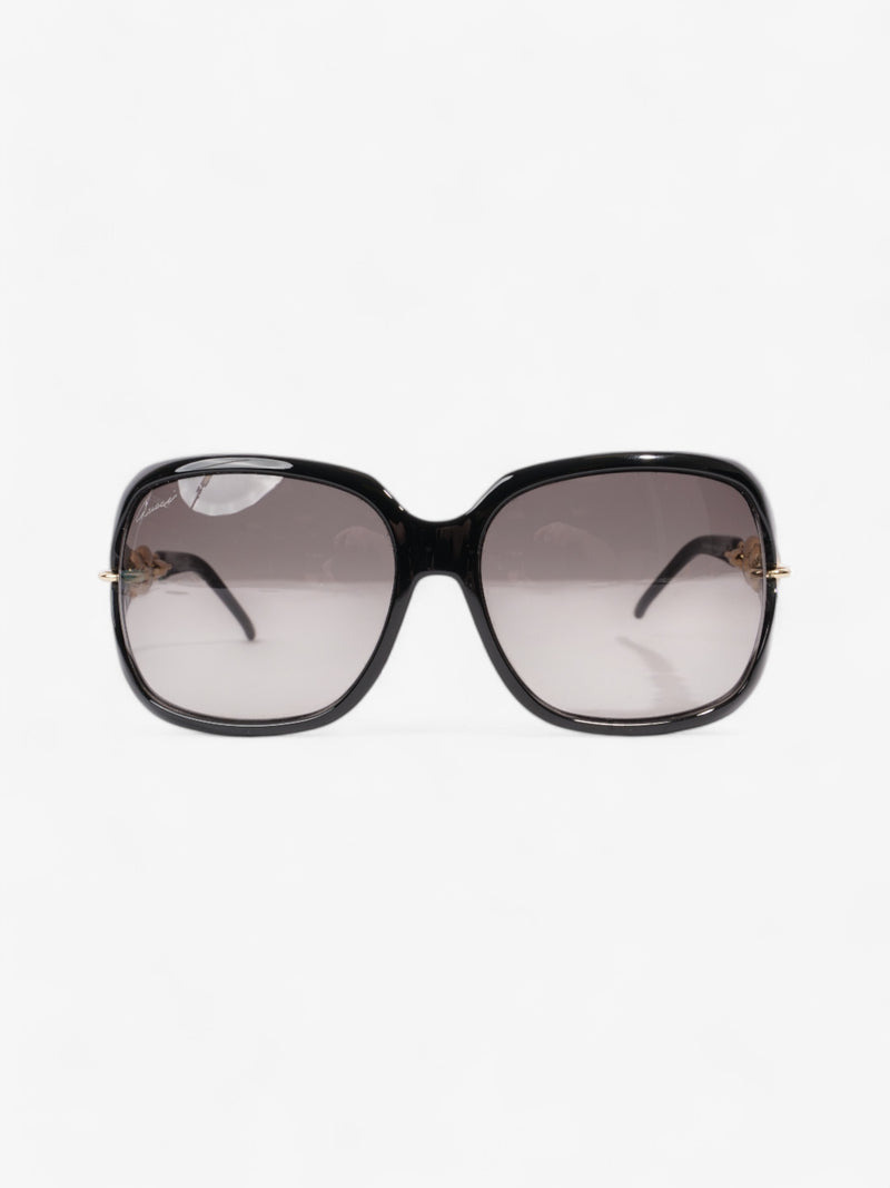  Gucci Chain Sunglasses Black / Gold Acetate 115mm