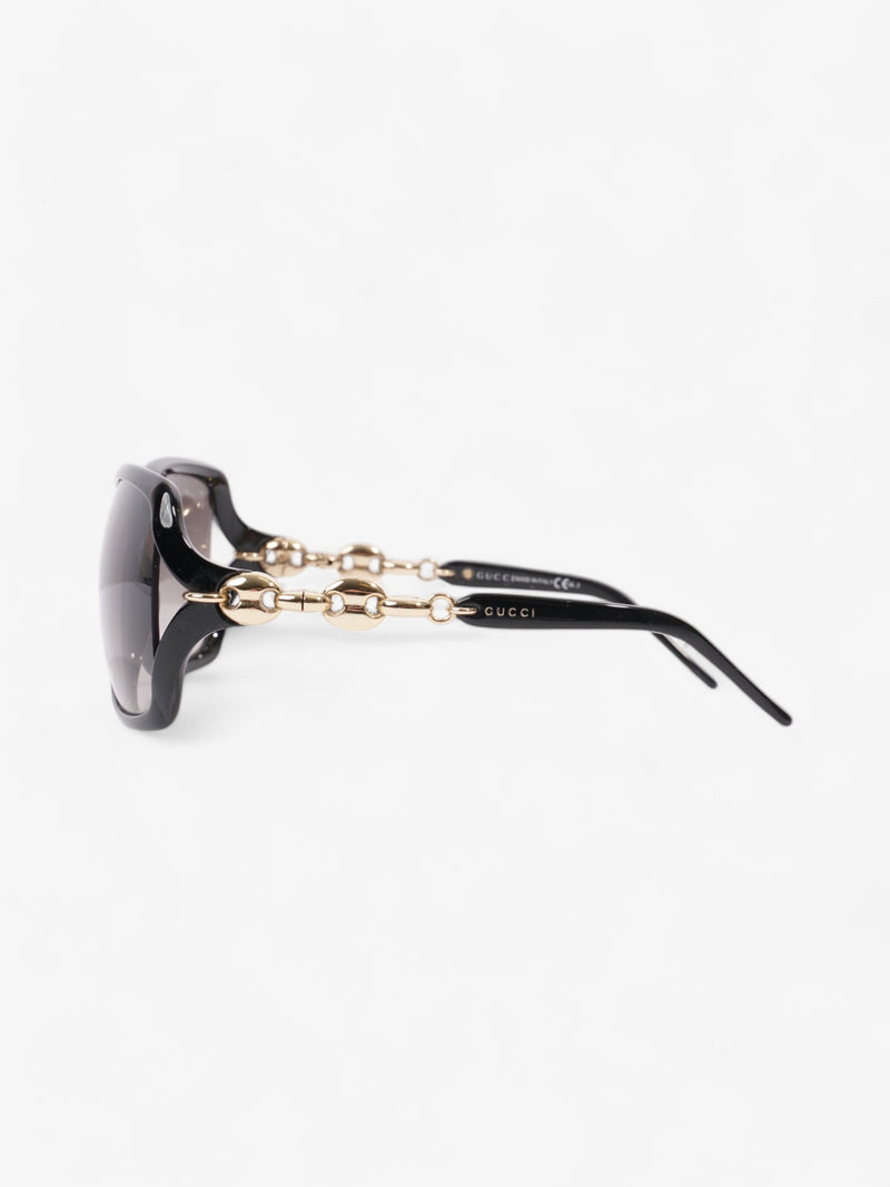  Gucci Chain Sunglasses Black / Gold Acetate 115mm