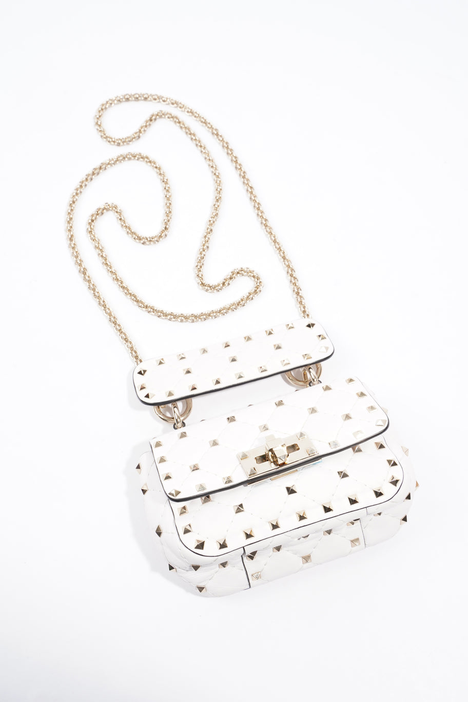 Rockstud Shoulder Bag White Leather Image 13